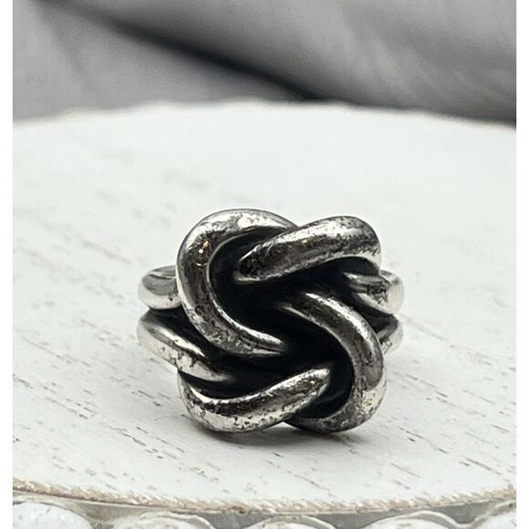 JAMES AVERY STERLING HEAVY BOLD DOUBLE LOVER'S KNOT *SIZE 6.5 - Picture 1 of 7